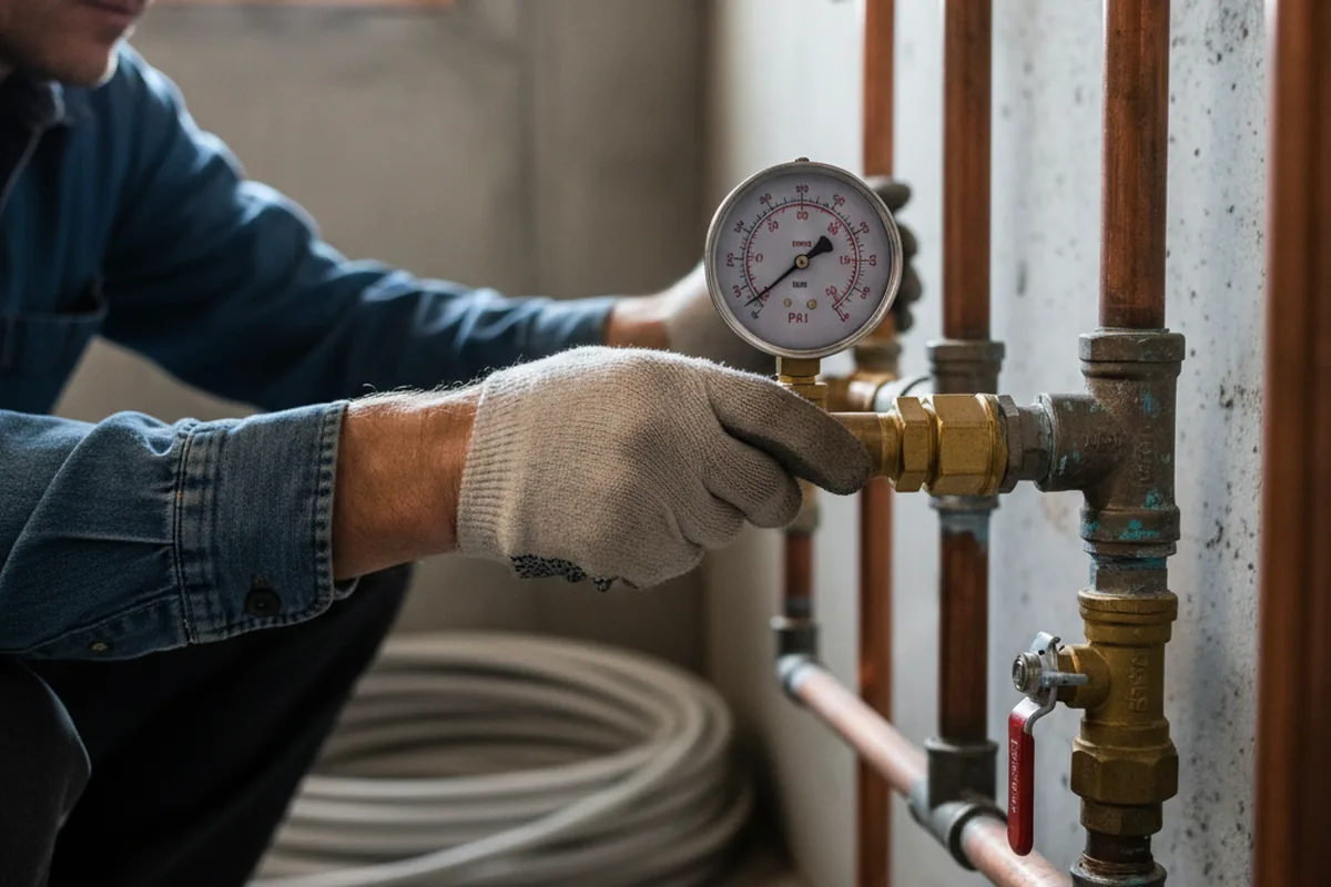 Pressure testing a repaired line during Water Line Repair in Matheson